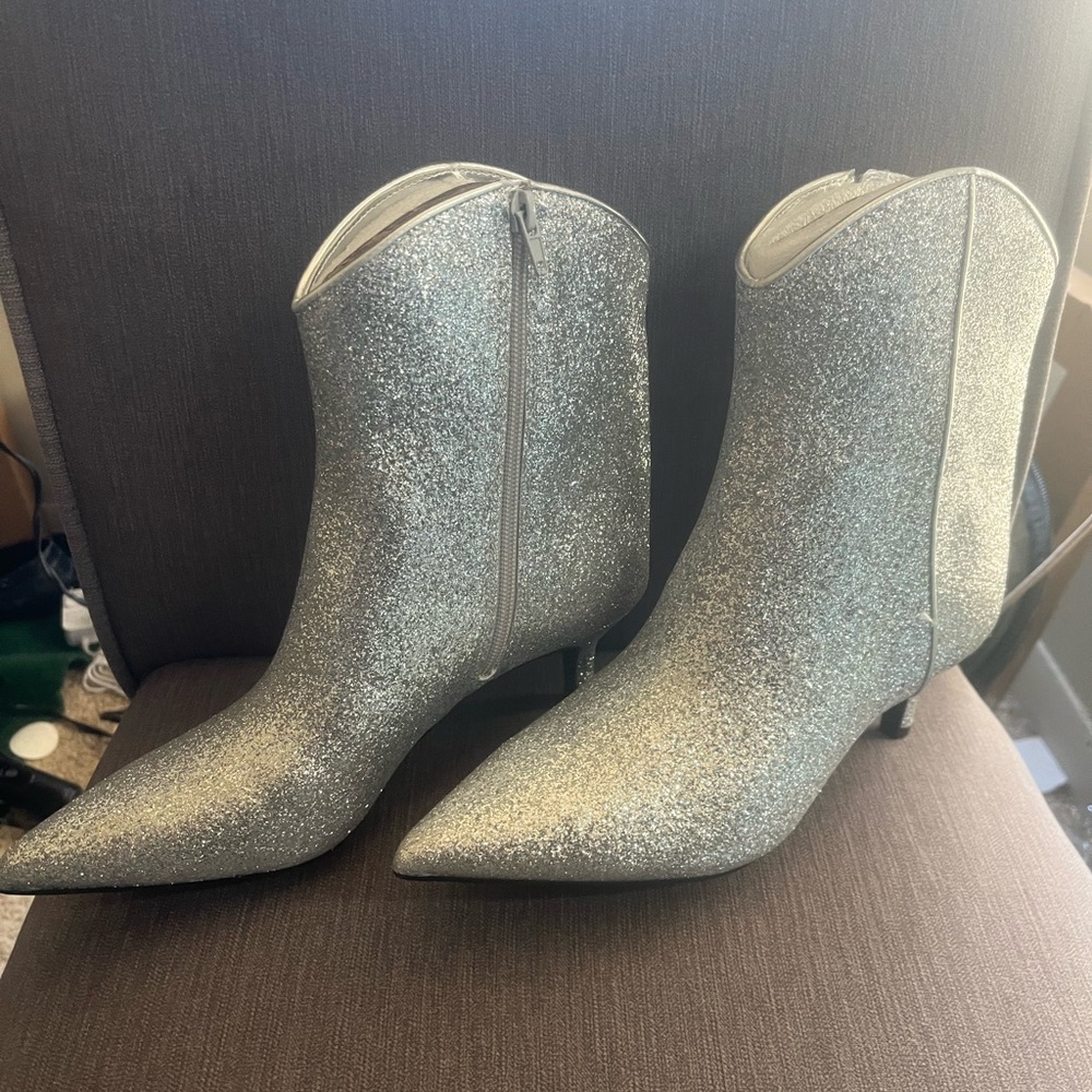 Sparkling Silver Heeled Boots